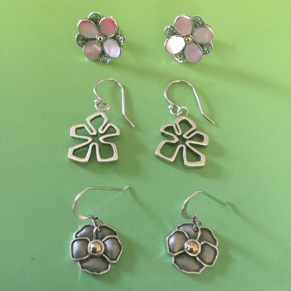 Sterling Silver Flower Earrings